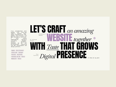 Portfolio - works section editorial editorial style minimal minimalistic swiss swiss style type typographic ui web design