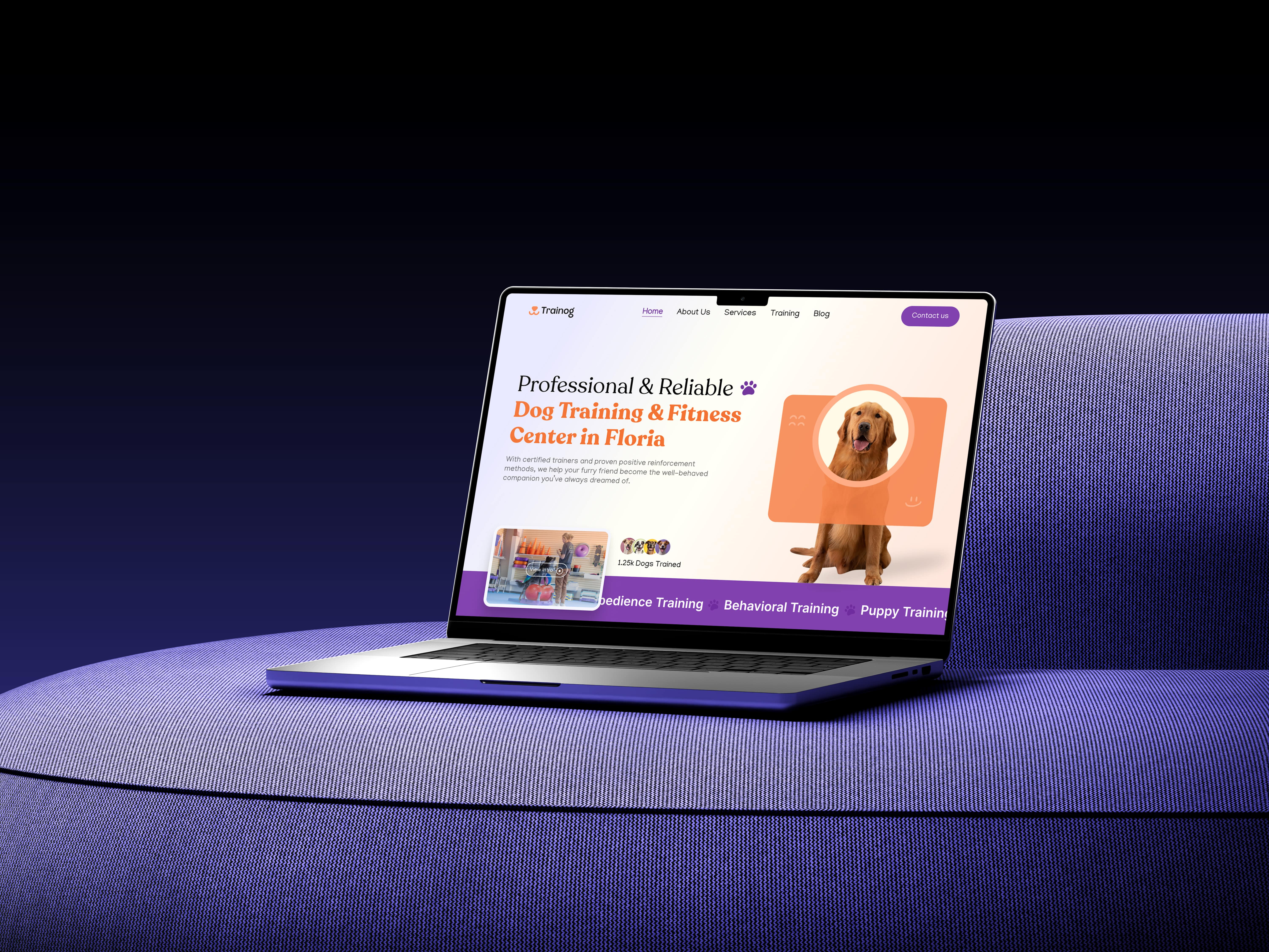 Dog Training Website UI/UX Design cat food website dog food website dog training site dog training website dog trainning ecommerce website figma website design modern web design modern website design pet food business pet lover shopify web designer shopify website design ui ux design ux designer webflow website website mockup design yoga website