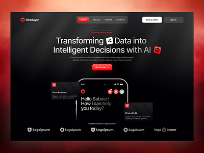 Mindlayer – AI & Machine Learning Website 3d animation branding design figma framer graphic design illustration landing page logo mobile app motion graphics page design saas ui uiux ux web design webflow website