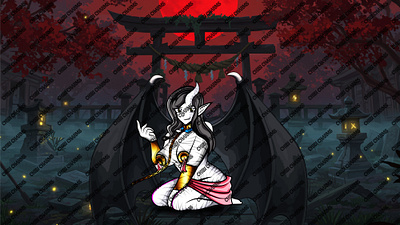 Demon Elegance 2D Full Body Character Design 3d animation branding graphic design illustration motion graphics ui