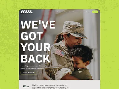 IAVA Homepage 911 advocacy focus areas hero homepage layout masthead nonprofit tiles ui veteran veterans web design website