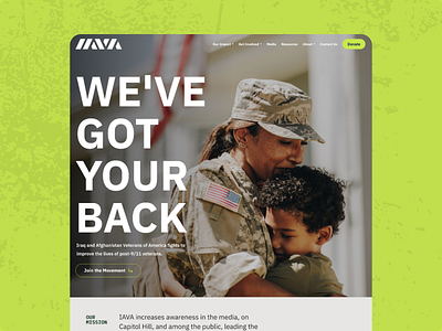 IAVA Homepage 911 advocacy focus areas hero homepage layout masthead nonprofit tiles ui veteran veterans web design website