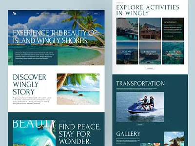 Travel & Tourism Website Design adventure booking destination dribbble ui ux design editorial style holiday resort immersive island resort luxury travel modern travel tour adventure tourism landing page tourism platform travel agency travel website design tropical island tropical tourism ui vacation vacation booking wingly agency design