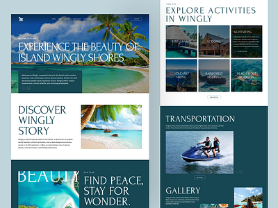 Travel & Tourism Website Design adventure booking destination dribbble ui ux design editorial style holiday resort immersive island resort luxury travel modern travel tour adventure tourism landing page tourism platform travel agency travel website design tropical island tropical tourism ui vacation vacation booking wingly agency design