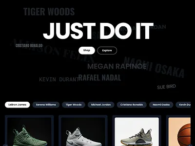 Nike Website Hero UI Exploration. JUST DO IT. app branding design figma sports ui user experience ux website wireframe