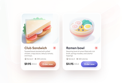 Playing around with card styles for a fun little project✍🏻 3d figma food glassmorphism illustrations menu ui