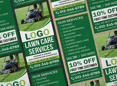 Lawn Care and Landscaping Services Rack Card Design professional lawn care template