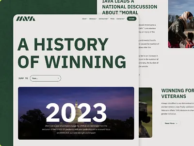 IAVA Timeline advocacy blocks grid history impact layout nonprofit statistics timeline ui veterans web design website