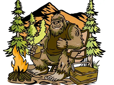 Gorilla camping t-shirtt branding graphic design logo