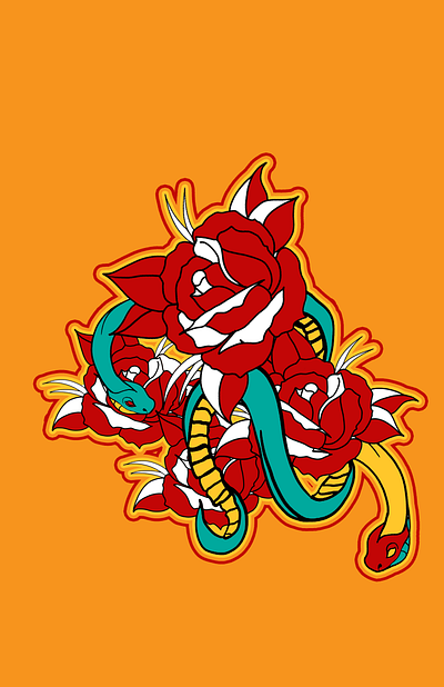 Serpentina - illustration bold branding colors illustration procreate shirt design snake