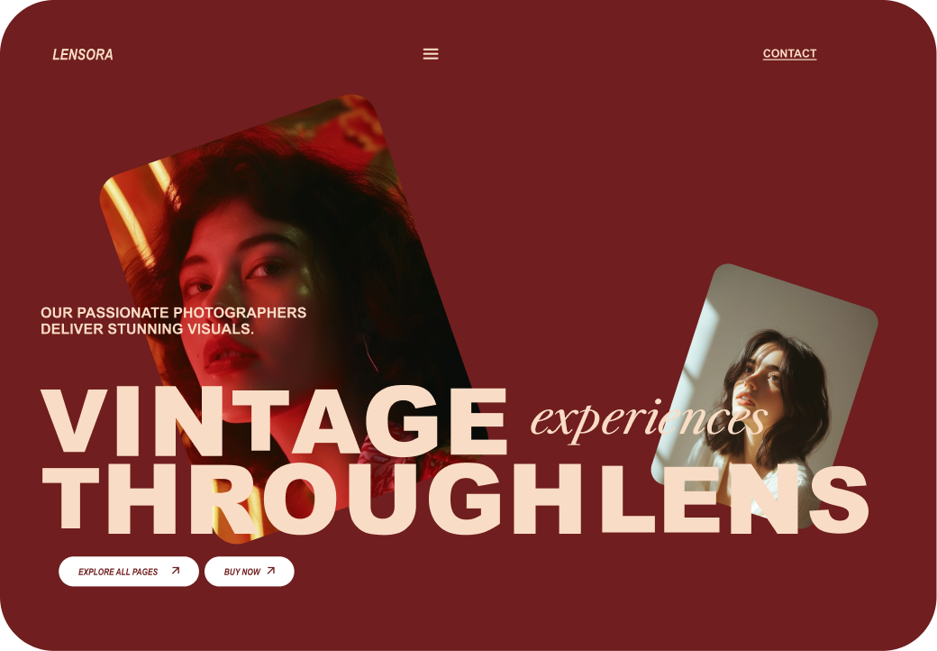 Photography Website Landing Page aesthetic branding design designer figma illustration landing page photo photography photographywebsite ui uiux vintage web design