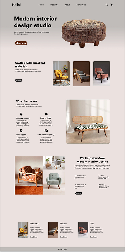 Web Homepage design for a modern inertior design studio branding elegance homepagedesign luxury ui ux design webdesign
