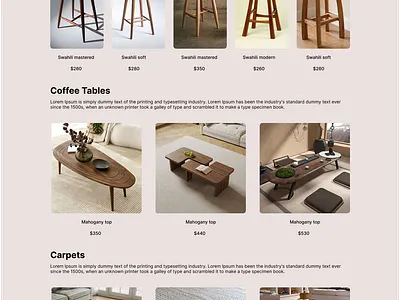 Product section for modern interior desing website graphic design productpage uiuxdesign uxprototyping webdesign wesitedesign