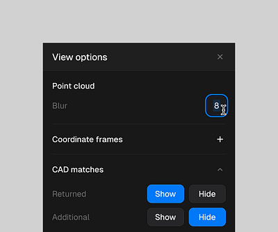 View options dark mode design tool extended sidebar