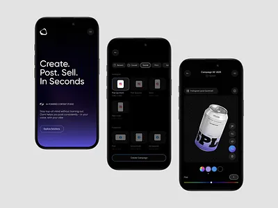 Create. Post. Sell. app application bn digital bndigital design mobile ui