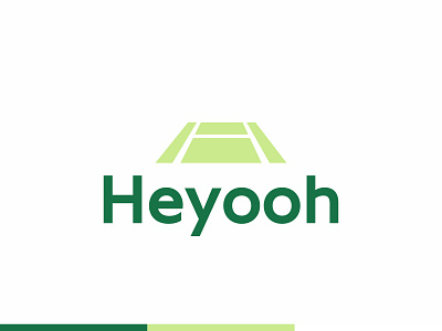 Heyooh, tennis platform negative space logo design: H + court booking arena court grass lessons logo logo design match scheduling negative space player stats rankings social network sports data sports tech tennis tennis academy tennis club tennis coach tennis community tennis players tutorials