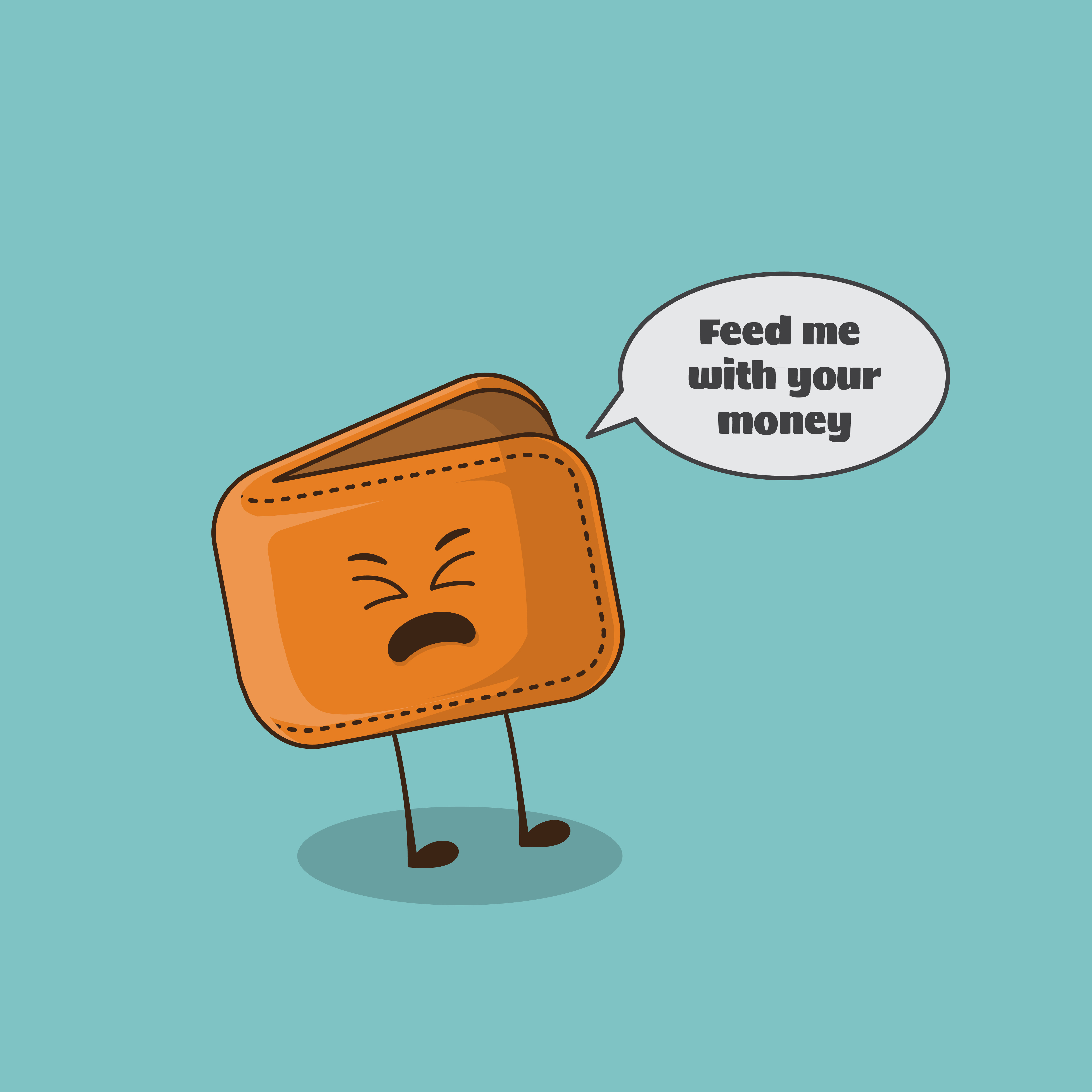 Empty Wallet Whines to be Fed with Money design expression graphic design illust illustration vector wallet