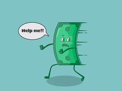 A Piece of Money Running Away in Fear design expresssion fear graphic design illust illustration money vector