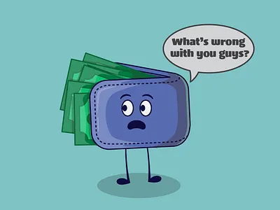 Wallet Full of Money Surprised design expression graphic design illust illustration money vector wallet