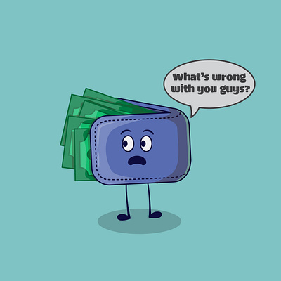 Wallet Full of Money Surprised design expression graphic design illust illustration money vector wallet