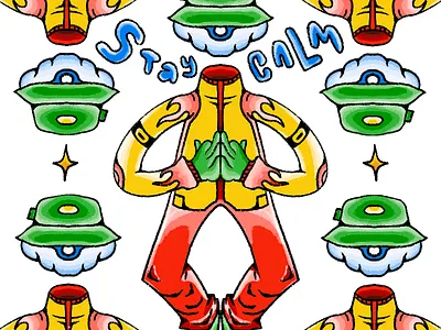 Stay Calm character design color experiment colorful design doodle drawing gradient illustration malaysian procreate