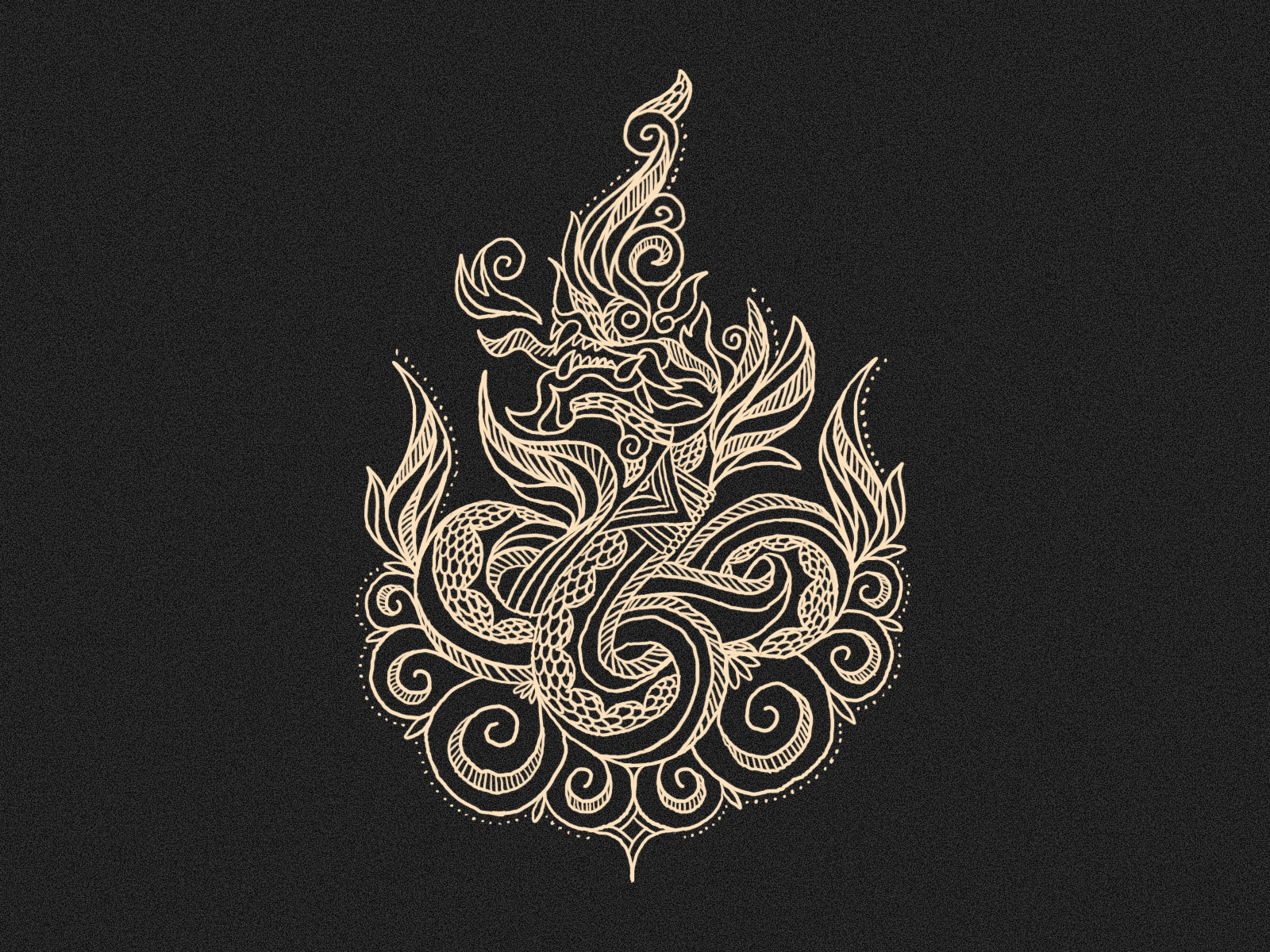 Nāga Dragon ✦ Illustration ancient asian dragon god illustration line art logo logodesign logotype muay thai myth mythology naga sak yant sakyant sketch tattoo thai thailand traditional
