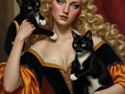 Witchy Duchess and her cats cover art work historical romance illustration regency