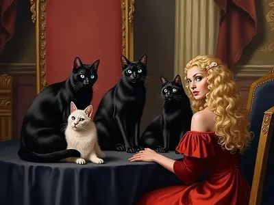 WOMEN PREFER CATS cover art work graphic design historical romance illustration