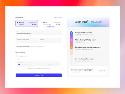 Revot plus subscription billing/payment ai billing modern pay payment product startup subscription