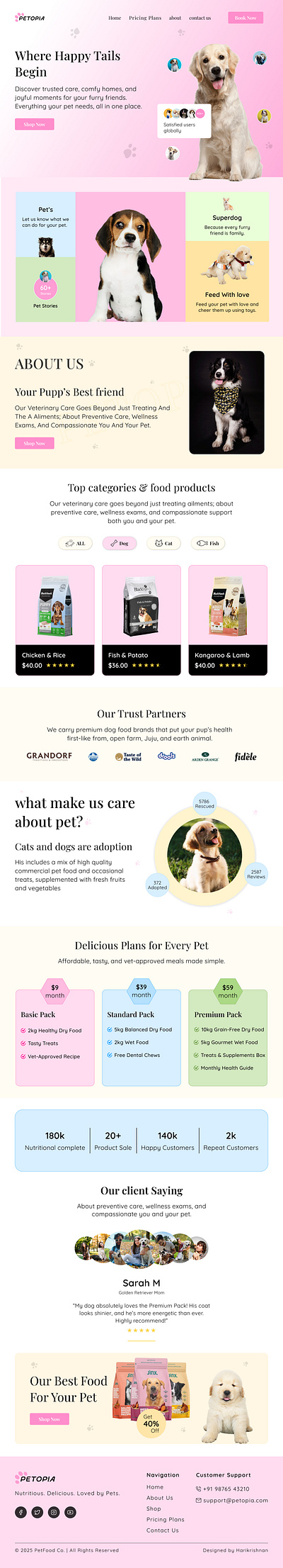 Pet Website Home page design logo typography ui