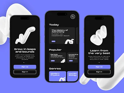 Modern X STEM Education App 2025 3d art direction black branding dark theme minimalist modern modernist product design science ui ui design