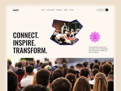 Meetzi - Event booking Website booking design event booking website event landing page events hero section landing page online booking ui user experience ux web design webpage website website design website header