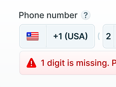 Phone Number Input UI Closeup america course design error flag gradient illustration input light mode minimal number phone preview subtle tutorial ui usa ux warning web