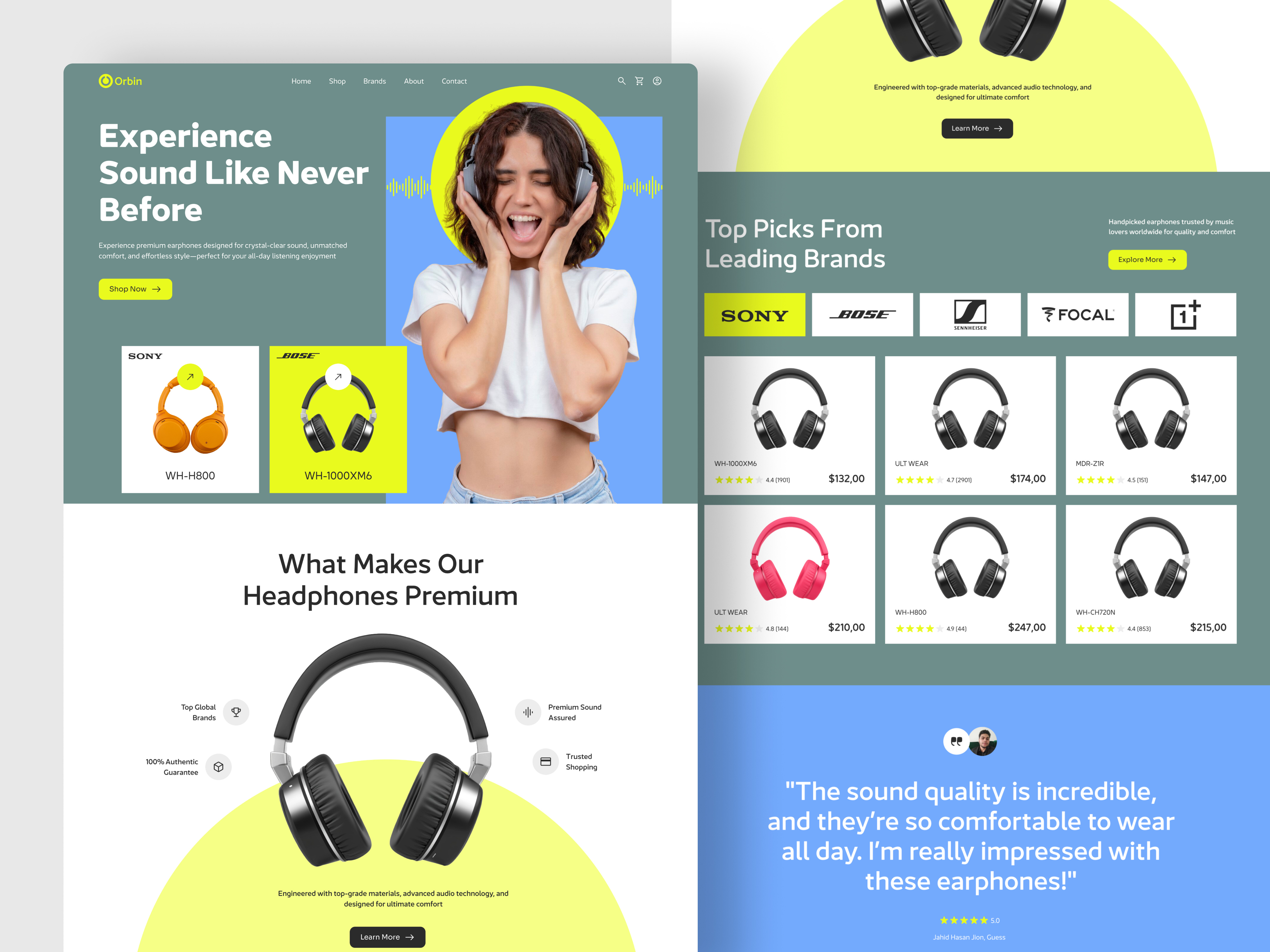 E-commerce landing page bluetooth design e commerce website earphone ecommerce handset headphone website landing page music online shop online store product shopify sounds ui ux web design website