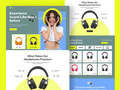 E-commerce landing page bluetooth design e commerce website earphone ecommerce handset headphone website landing page music online shop online store product shopify sounds ui ux web design website
