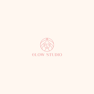 GLOW STUDIO Minimal Line Art Logo with Elegant Female Face brand identity branding design design logo flat graphic design icon illustration line line art logo logo design logos logotype minimal minimalist modern ui unique