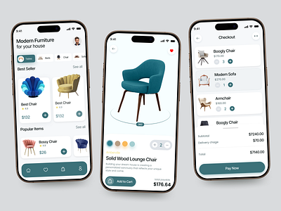 Furniture Ecommerce App - Mobile app app app design chair design e commerce app ecommerce furniture furniture app furniture online store furniture store graphic design ios mobile app mobile app design mobile application mobile design onlineshop shop shopping store