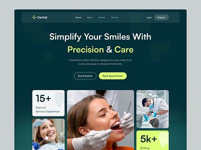 Dental Clinic Website Hero Section UI clean ui cleanui dental website dentist landing page design healthcare design healthcare landing page landing page design landing page ui medical ui modern design modern ui ui ui design uiux ux design web design website ui