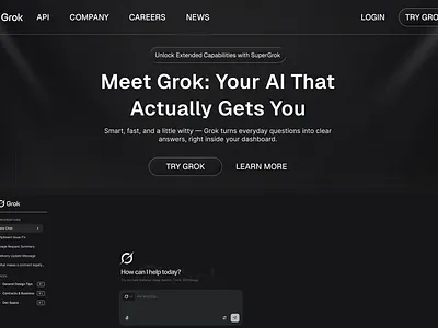 Grok Hero section Redesign ai dark mode grok hero section landing page redesign