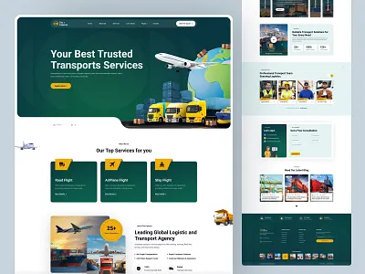 Logistics and Transportation Website clean design conteiner freight landing page logistic company logistic website modern design popular design shipping web design web template