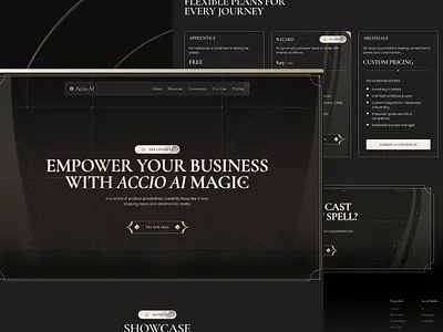 Accio AI - Product Showcase Landing Page ai branding dark mode hero landing page magical saas ui uiux ux web website