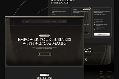 Accio AI - Product Showcase Landing Page ai branding dark mode hero landing page magical saas ui uiux ux web website