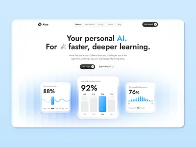 Aino home page ai design gradient hero landing light ui ux website