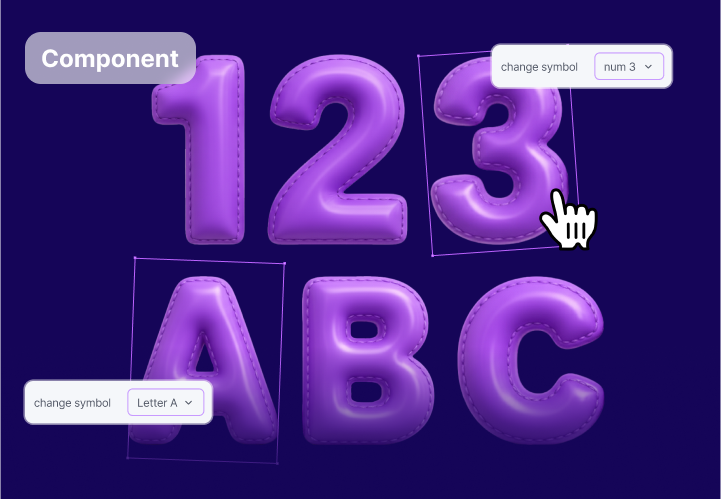 Inflatable symbols component Figma 3d collection components copy to figma dashboard design figma figma component figma design graphic design illustration inflatable numbers ready to us section symbol uiblockify