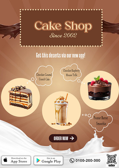 Cake Shop App Promo Dessert Meets Design app lanuch branding cake poster graphic design poster design ui
