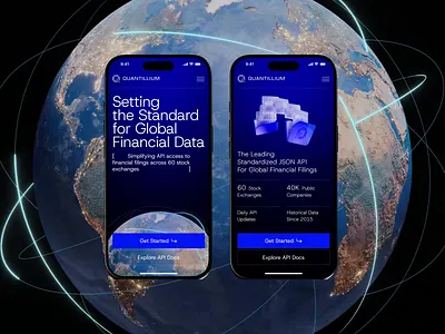AI Mobile app design adaptation ✦ Quantillium ai animation design interaction landing page motion graphics service site startup ui ux web design website