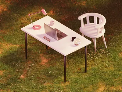 Touching Grass 3d blender illustration