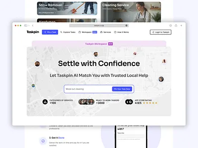 Taskpin Landing v3 – Expanding Services & SaaS Introduction design landing responsive ui ux