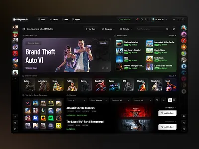PlayMuch - Gaming Store Dashboard appdesign dashboard design game dashboard game store game ui game ux gamee gamer gamer dashboard games gaming gaming dashboard gaming design store ui ui design uiux design ux ux design video game