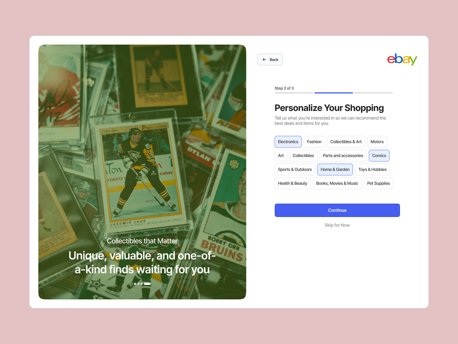 Interest Picker branding ui ux